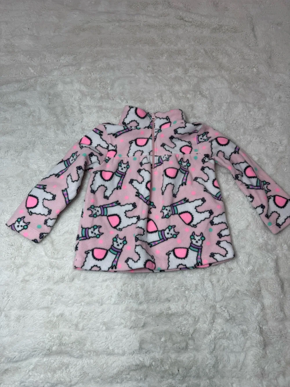Kids Pink Llama Fleece Jacket - Cozy Zip Front